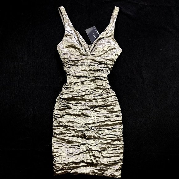 New Nicole Miller Beckett Techno Metal Dress